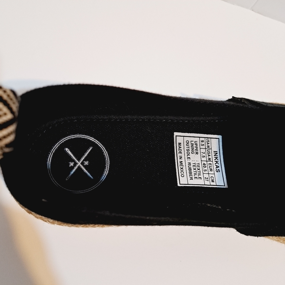 Inkkas Black Global Flat Woven Espadrille Slip On Shoes Size 9.5 - Picture 5 of 9